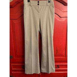 Per Se Size 4 Pin Striped Bootcut Leg Tan White Double Button Waist Worn 1 Time